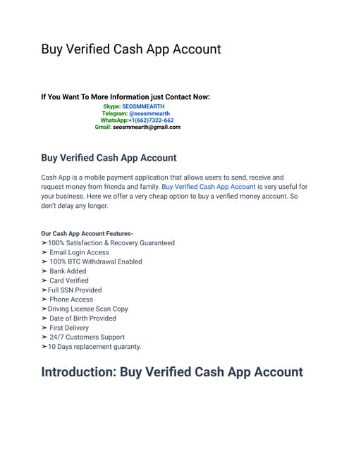 Buy Verified Cash App Account in seosmmearth | PDF