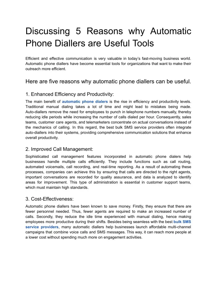 Exploring 5 key reasons why automatic phone dialers are valuable tools