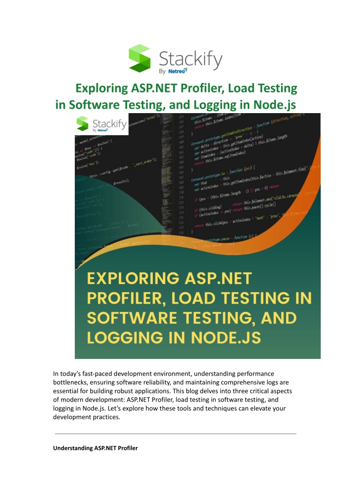 PPT - Exploring ASP.NET Profiler, Load Testing in Software Testing, and Logging in Node.js PowerPoint Presentation - ID:13856733